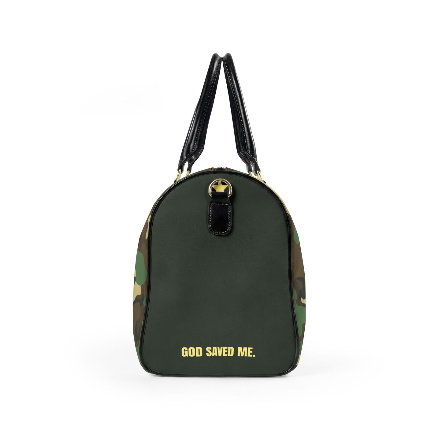 Camo Faux Leather Travel Bag — Personalized 'FAIYAZ Studios' Duffel