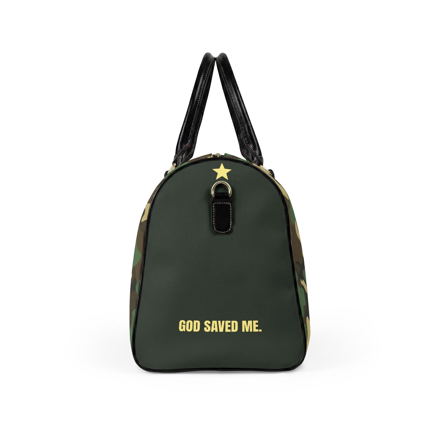 Camo Faux Leather Travel Bag — Personalized 'FAIYAZ Studios' Duffel