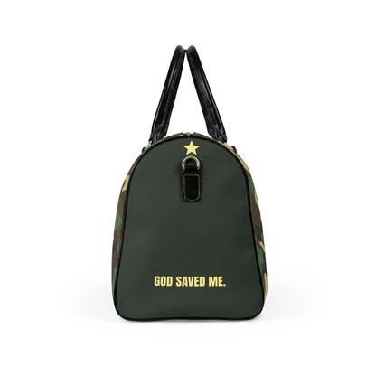 Camo Faux Leather Travel Bag — Personalized 'FAIYAZ Studios' Duffel