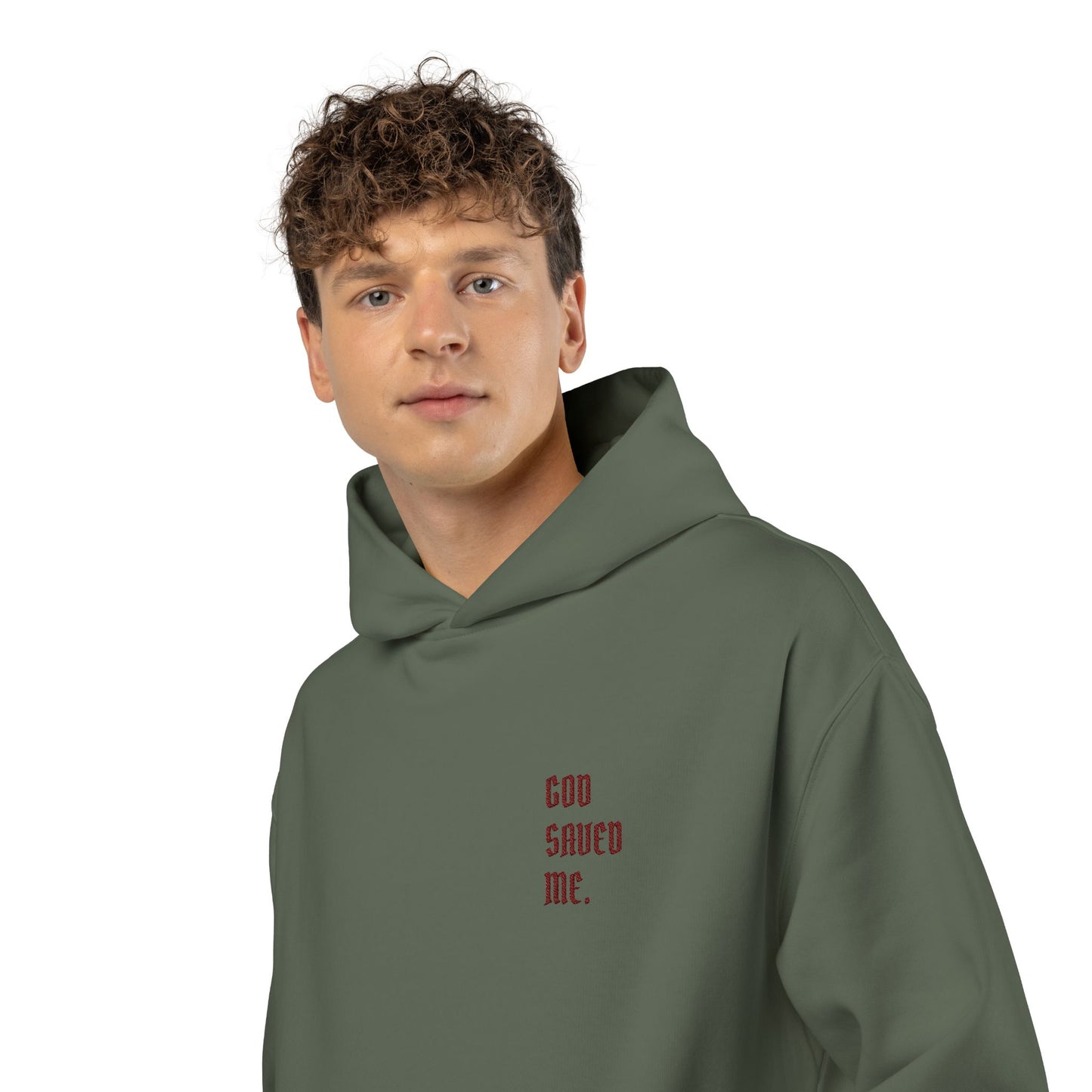 Relaxed Hoodie — Minimal Black Hoodie with Small Red 'Good Vibes Only' Chest Text