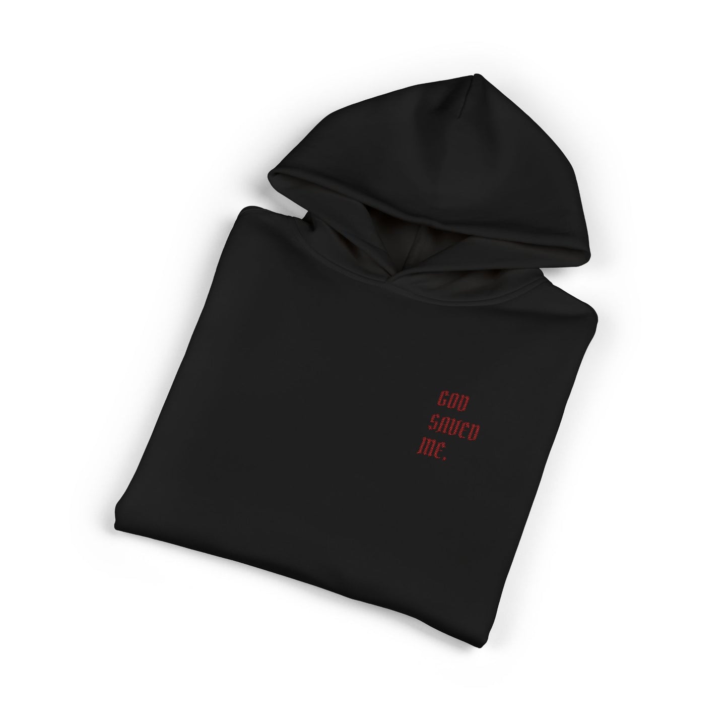 Relaxed Hoodie — Minimal Black Hoodie with Small Red 'Good Vibes Only' Chest Text