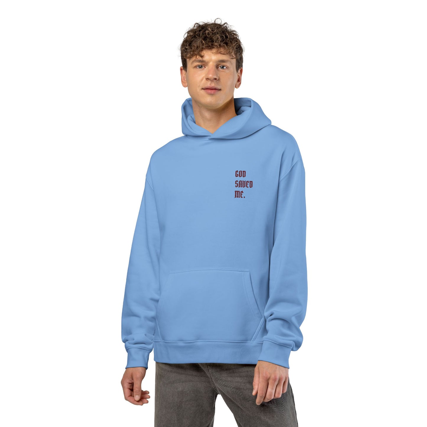 Relaxed Hoodie — Minimal Black Hoodie with Small Red 'Good Vibes Only' Chest Text