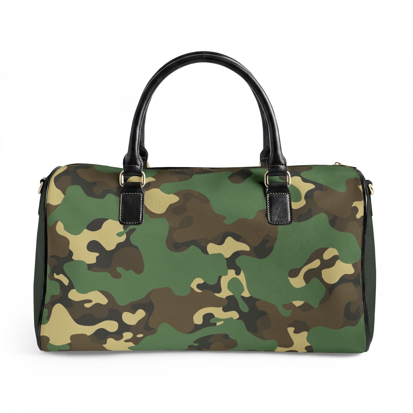 Camo Faux Leather Travel Bag — Personalized 'FAIYAZ Studios' Duffel