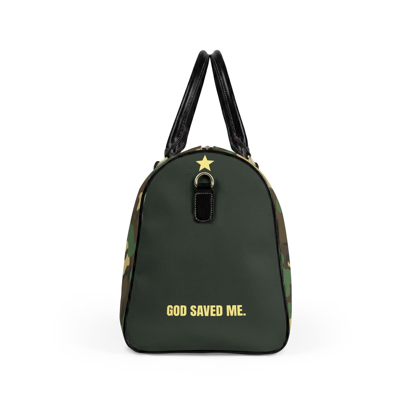 Camo Faux Leather Travel Bag — Personalized 'FAIYAZ Studios' Duffel