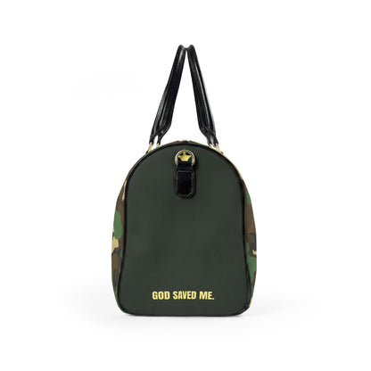 Camo Faux Leather Travel Bag — Personalized 'FAIYAZ Studios' Duffel