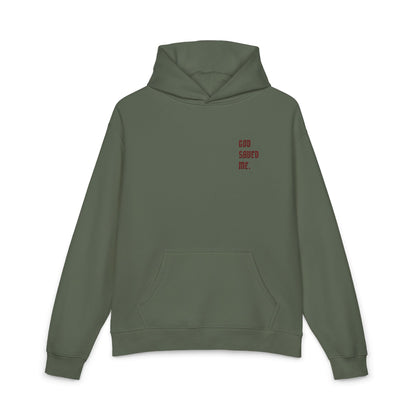 Relaxed Hoodie — Minimal Black Hoodie with Small Red 'Good Vibes Only' Chest Text