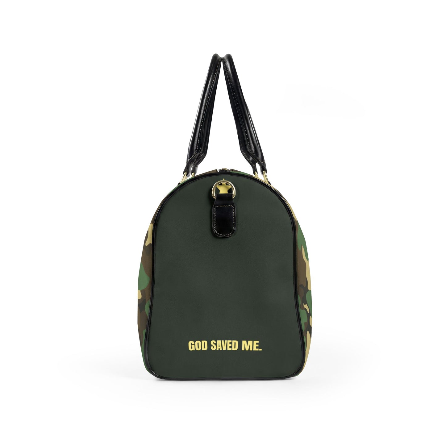 Camo Faux Leather Travel Bag — Personalized 'FAIYAZ Studios' Duffel