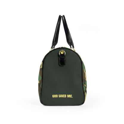 Camo Faux Leather Travel Bag — Personalized 'FAIYAZ Studios' Duffel