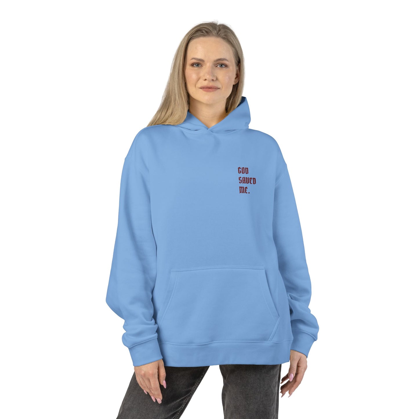 Relaxed Hoodie — Minimal Black Hoodie with Small Red 'Good Vibes Only' Chest Text